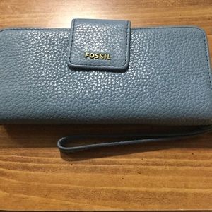 A brand new blue fossil wallet